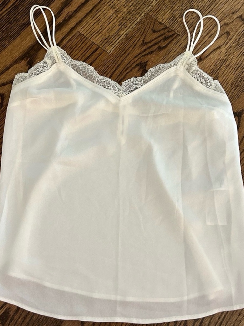 Abercrombie & Fitch White Lace Trim Satin Cami Top